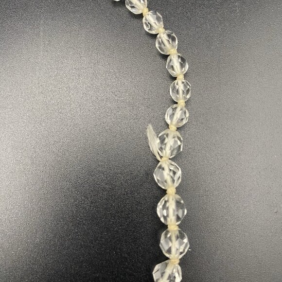Vtg Necklace Faceted Crystals Graduated Beads 20" Hand Knotted 20" Cord Barrel - Picture 5 of 12